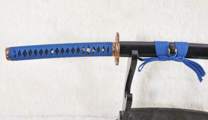 MIECZ SAMURAJSKI KATANA MARU DO TRENINGU, STAL WARSTWOWANA CZARNA DAMASCEŃSKA, RĘCZNIE KUTA, R886