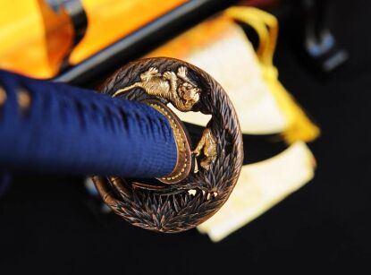 MIECZ SAMURAJSKI WAKIZASHI, STAL WYSOKOWĘGLOWA 1095 WARSTWOWANA DAMASCEŃSKA, R735