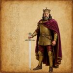 Ekskluzywny NOŻYK DO LISTÓW MINIATURKA HISTORYCZNY MIECZ KAROLA WIELKIEGO 27 CM PLUS STOJAK (06) - 2