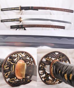 KATANA JAPOŃSKA SHIHOZUME 1095 ORAZ DAMAST HARTOWANA GLINKĄ R1146
