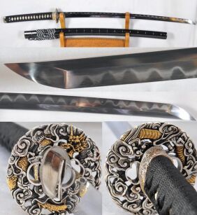 JAPOŃSKA KATANA Wariha Tetsu  STAL DAMASCEŃSKA ORAZ SPRĘŻYNOWA R1186