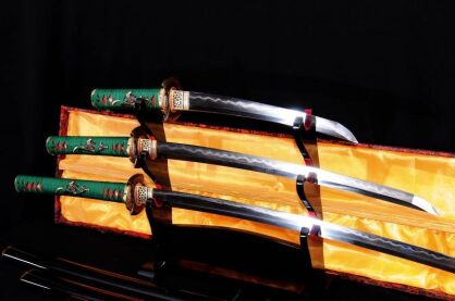 SET DER SCHWERTER JAPANISCHEN Samurai HONSANMAI STEEL geschichtet und High-Carbon, R780