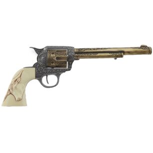 LUKSUSOWA REPLIKA BRONI - GRAWEROWANY COLT PEACEMAKER Z 1873 r Z GŁOWĄ BIZONA (10206)