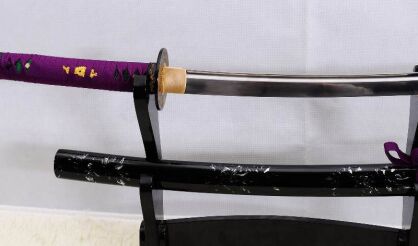 MIECZ SAMURAJSKI WAKIZASHI, STAL WYSOKOWĘGLOWA 1095 WARSTWOWANA DAMASCEŃSKA, R827