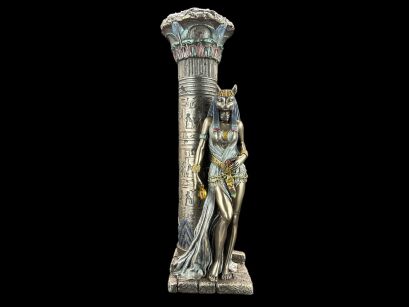 ÄGYPTISCHE GÖTTIN BASTET BASIERTE O Säule - Kerzenleuchter VERONESE (WU76698A4)