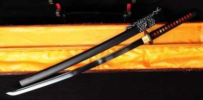 MIECZ SAMURAJSKI KATANA DO TRENINGU, STAL WARSTWOWANA DAMASCEŃSKA, RĘCZNIE KUTA, R342