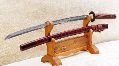 Ton gehärtetes Katana Japanisches Schwert Handpoliert 1095 High Caron Steel R1018