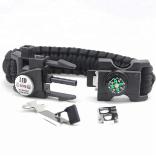BRANSOLETKA SURVIVALOWA NIEZBĘDNIK PARACORD SYGNAŁOWA SOS 20W1 CY-PB01