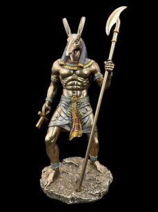 Rzeźba statuetka Egipski bóg burz SET z krzyżem ankh VERONESE (WU76637A4)