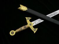 ZŁOTY MIECZ TEMPLARIUSZY Z POCHWĄ JT6136GU MEGA HIT 84CM - 7