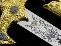 ZŁOTY MIECZ TEMPLARIUSZY Z POCHWĄ JT6136GU MEGA HIT 84CM - 5