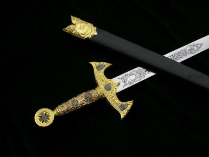 ZŁOTY MIECZ TEMPLARIUSZY Z POCHWĄ JT6136GU MEGA HIT 84CM