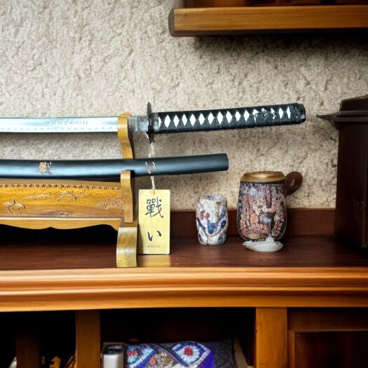 Miecz katana prawdziwy miecz samurajski wykonany ze stali z pochwą i stojakiem SW-318