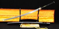 MIECZ SAMURAJSKI KATANA DO TRENINGU, STAL WARSTWOWANA DAMASCEŃSKA 1095, + STOJAK  R359 - 3