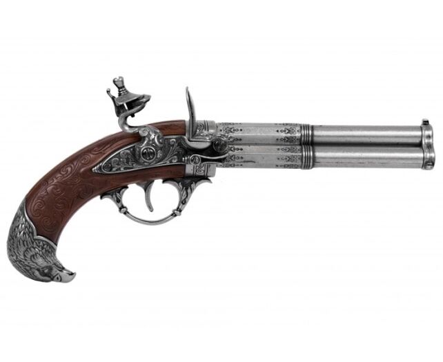 REVOLVIERUNG 3 BARREL FLINTLOCK PISTOL, FRANKREICH 18. C. 1306