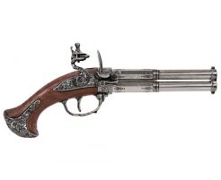 REVOLVIERUNG 2 BARREL FLINTLOCK PISTOL, FRANKREICH 18. C. 1308