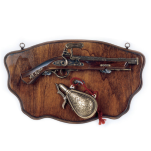 TABLO Z PISTOLETEM SKAŁKOWYM ORAZ PROCHOWNICĄ XVIIw (AG34/B1.01) - 4