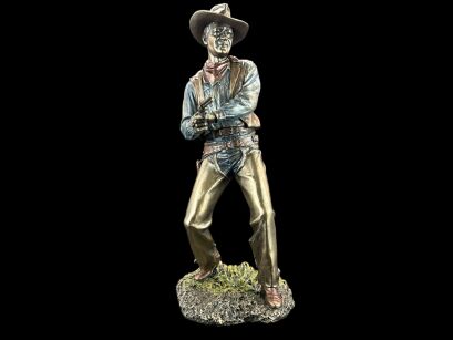 Bronze Cowboy, der eine Pistolskulptur feuert (WU76731A4)