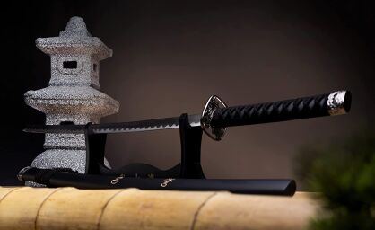 Katana Schwert - Echt Samurai Schwert aus Stahl - mit Einer Scheide und Stand zur Dekoration - Samurai Schwerter Geeignet als Anime Deko - Japanisches Sword - Katana Schwerter - (TL492-395CA)