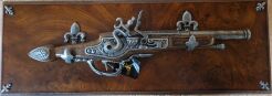 ORIGINAL GEWEHR Steinschloss auf Holzbrett (K1095-51)