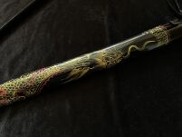 Drachen Katana Schwert scharf echt zum Training Metall Dazu der Ständer Stahl 1060 Samurai 100% Handarbeit nur für Erwachsene - 18 Jahre erforderlich 4KM91-409BKA - 6