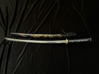 Drachen Katana Schwert scharf echt zum Training Metall Dazu der Ständer Stahl 1060 Samurai 100% Handarbeit nur für Erwachsene - 18 Jahre erforderlich 4KM91-409BKA - 8