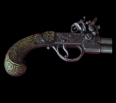 ANGIELSKI DWULUFOWY PISTOLET SKAŁKOWY Z XVIII w (K1114) - 3