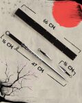 EIN Satz 1 Katana Ninja Schwert und 2 Wurfmesser scharf echt zum Training Metall Stahl Samurai Nur für Erwachsene 68 cm - 18 Jahre erforderlich FM-644D - 2