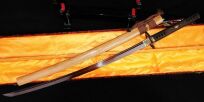 MIECZ SAMURAJSKI KATANA DO TRENINGU, STAL WARSTWOWANA DAMASCEŃSKA, RĘCZNIE KUTA, + STOJAK  R339 - 8