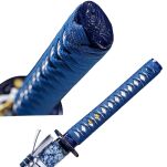 Profesjonalny Ostry Miecz Katana Błękitna Stal 1095 z Pochwą Stojakiem i Skrzynią Prezentową GXSW-03 - 9