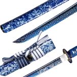 Profesjonalny Ostry Miecz Katana Błękitna Stal 1095 z Pochwą Stojakiem i Skrzynią Prezentową GXSW-03 - 10