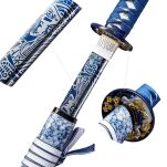 Profesjonalny Ostry Miecz Katana Błękitna Stal 1095 z Pochwą Stojakiem i Skrzynią Prezentową GXSW-03 - 6