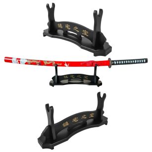 Solidny stojak pojedynczy do ekspozycji mieczy japońskich katana, wakizashi, tanto GXWOOD-04