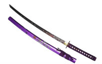 Profesjonalny Ostry Miecz Katana Fioletowa Stal 1095 z Pochwą Stojakiem i Skrzynią Prezentową GXSW-04 - 3