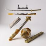 Profesjonalny Ostry Miecz Katana Złoty Smok Stal 1095 z Pochwą Stojakiem i Skrzynią Prezentową GXSW-01 - 6
