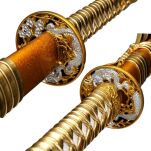 Profesjonalny Ostry Miecz Katana Złoty Smok Stal 1095 z Pochwą Stojakiem i Skrzynią Prezentową GXSW-01 - 12