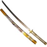 Profesjonalny Ostry Miecz Katana Złoty Smok Stal 1095 z Pochwą Stojakiem i Skrzynią Prezentową GXSW-01 - 13