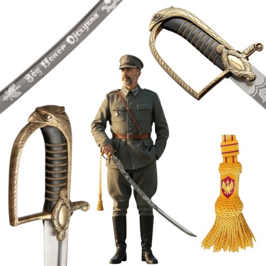 Szabla Polska OFICERSKA wz.1921 z Ozdobną Rękojeścią Bóg Honor Ojczyzna plus Temblak