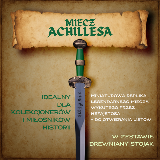 Ekskluzywny Nożyk do listów miniaturka miecz mitologicznego Achillesa 27 CM PLUS STOJAK  (27)