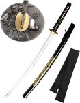 Katana Schwert Stark - Samurai Schwert aus Stahl - Hamon zum Training - Handgefertigt Katana Schwert Scharf Echt - Japanisches Sword Nur Fur Erwachsene - Katana Schwerter - Ninja Schwert (7KM5-410) - 7