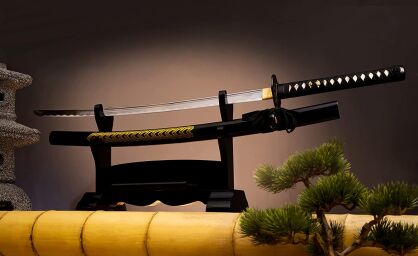 Katana Schwert Stark - Samurai Schwert aus Stahl - Hamon zum Training - Handgefertigt Katana Schwert Scharf Echt - Japanisches Sword Nur Fur Erwachsene - Katana Schwerter - Ninja Schwert (7KM5-410)