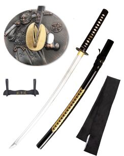 Katana Schwert Stark - Samurai Schwert aus Stahl - Hamon zum Training - Handgefertigt Katana Schwert Scharf Echt - Japanisches Sword Nur Fur Erwachsene - Katana Schwerter - Ninja Schwert (7KM5-410)