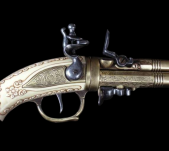 DEUTSCHES GEWEHR DREI BARREL Steinschloss mit EAGLE HEAD 1775 (K1119-L) - 2
