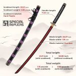 Roronoa Zoro Drewniany Miecz Katana 105cm Katany Japońskie Anime Cosplay miecz - Kitetsu/Shisui/Wado Ichimonji - 3 częściowy zestaw  PLUS TOJAK I PAS JT10000 - 5