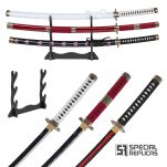 Roronoa Zoro Drewniany Miecz Katana 105cm Katany Japońskie Anime Cosplay miecz - Kitetsu/Shisui/Wado Ichimonji - 3 częściowy zestaw  PLUS TOJAK I PAS JT10000 - 2
