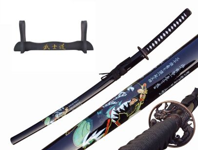 Katana mit Einer Samurai auf Einer Scheide Schwert echt Metall Nicht Scharf Samurai Schwert aus Stahl zur Dekoration für einen Sammler oder als Geschenk 4KM80-405S