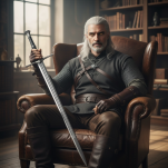 Duży miecz Geralta z pochwą i pasem 126 cm inspirowany Wiedźmin the Witcher dekoracyjny 9323 - 5