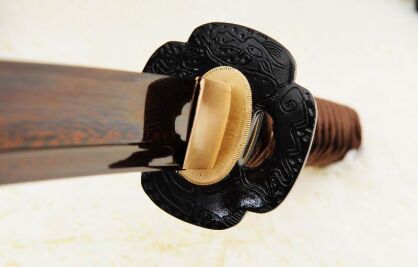 MIECZ SAMURAJSKI WAKIZASHI, STAL WYSOKOWĘGLOWA 1095 WARSTWOWANA CZERWONA DAMASCEŃSKA, R832