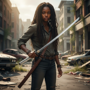 Michonne Katana Miecz inspirowany Walking Dead z pochwą stojakiem i pasem JT6559-B