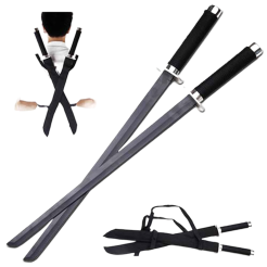 SATZ AUS 2 NINJA-SCHWERTERN MIT NYLONSCHEIDE UND GÜRTEL HK-1456 Katana Schwert Echt Metall